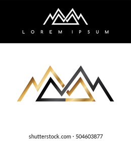 Overlapped line mountains symbol golden monochromatic sign logotypes logo