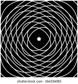 overlapped white ellipse in black background with white gradient at the center and white square edge