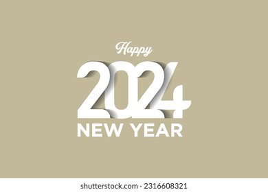Concepto de diseño del logotipo de tipografía superpuesto en 2024. Feliz año nuevo 2024 vector de diseño de logotipo