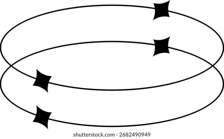 Overlapping 3D look oval lines with arrows, dynamic abstract design