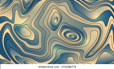 overlapping abstract azure beige shapes with smooth edges and black stroke. art wallpaper. vector