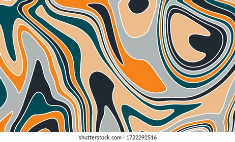 overlapping abstract azure, gray, black, orange, beige shapes with smooth edges and a white stroke. art wallpaper. vector