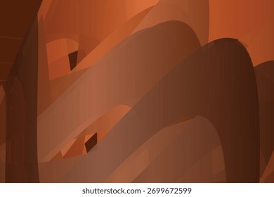 Overlapping abstract brown gradient shapes create a dynamic, modern background with a sense of depth and movement.