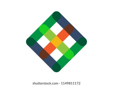 An overlapping abstract shape forming into as square or diamond. Editable Clip Art.