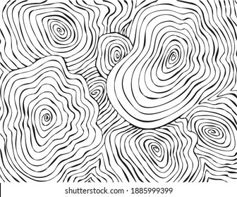 Overlapping abstract spirals vector drawn amoeba like shapes