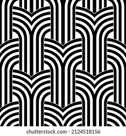 Overlapping Art Deco seamless pattern. Modern abstract texture. Vector illustration background. 
