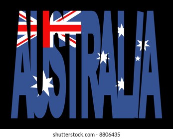 sobreposição de texto australiano com ilustração de bandeira australiana