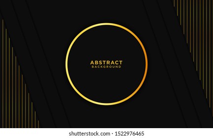 overlapping background with gold line and circle wave, premium vector
