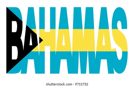 overlapping Bahamas text with their flag illustration