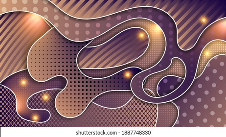 overlapping beige magenta, with white outlines, textured stripes and circles of varying sizes, abstract shapes illuminated by spotlights. beautiful art wallpaper. vector