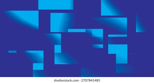Overlapping blue geometric shapes with gradient effect, creating a modern abstract design. Various sizes and orientations.