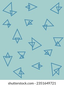 Diseño de triángulos azules sobre fondo azul para telas textiles, alfombras, cortinas, chales, baldosas, textiles, papel envolvente, papel tapiz, cubierta, postal, etc. Ilustración vectorial.