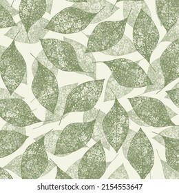 overlapping botanical vector green  leaf pattern