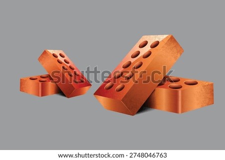 Overlapping Bricks Closeup Icon Design