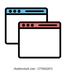 Overlapping browser windows vector icon which can easily modified or edited
