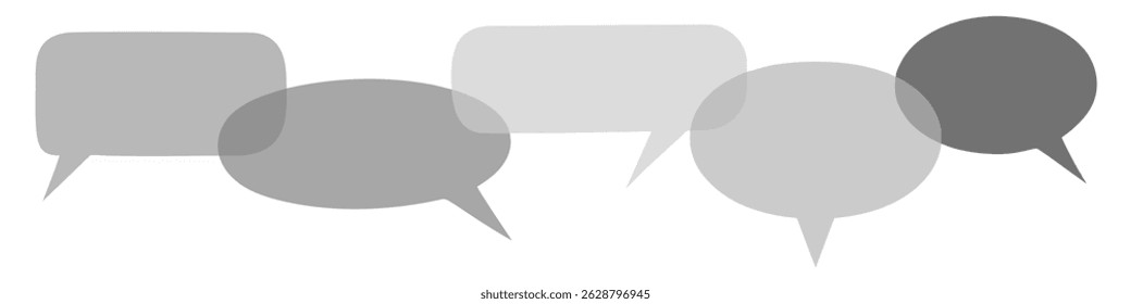 overlapping chain layering balloon speech bubbles vector. Ideal for social media, chat apps, forums, customer service, teamwork, messaging, and communication-themed designs or infographics.