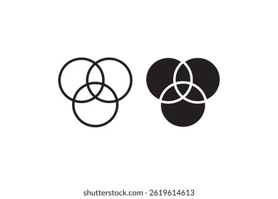 Overlapping Circle Diagram Symbol Minimalistic Design Vector