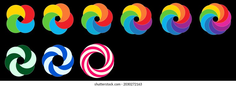 Los círculos que sobrevuelan el objeto de círculo más grande forman una versión de forma de flor con cinco a nueve partes. Se puede utilizar como elemento infográfico