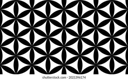 Overlapping circles creating seamless pattern also known as flower of life