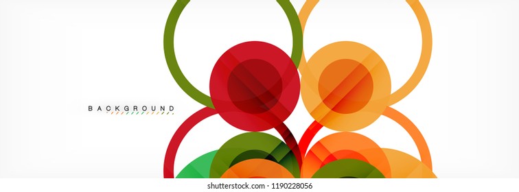 Fondo de diseño de círculos superpuestos. Plantilla de diseño abstracto de moda para presentación de negocios o tecnología o portada de folletos web, fondo de pantalla. Ilustración del vector