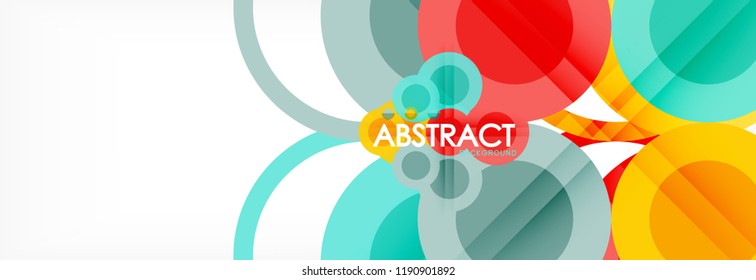 Fondo de diseño de círculos superpuestos. Plantilla de diseño abstracto de moda para presentación de negocios o tecnología o portada de folletos web, fondo de pantalla. Ilustración del vector