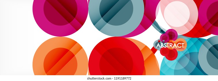 Fondo de diseño de círculos superpuestos. Plantilla de diseño abstracto de moda para presentación de negocios o tecnología o portada de folletos web, fondo de pantalla. Ilustración del vector