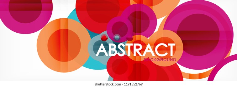 Fondo de diseño de círculos superpuestos. Plantilla de diseño abstracto de moda para presentación de negocios o tecnología o portada de folletos web, fondo de pantalla. Ilustración del vector