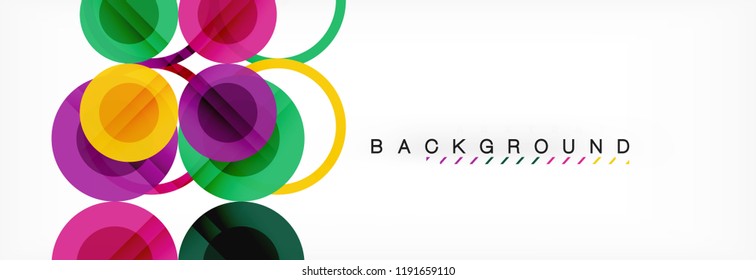 Fondo de diseño de círculos superpuestos. Plantilla de diseño abstracto de moda para presentación de negocios o tecnología o portada de folletos web, fondo de pantalla. Ilustración del vector