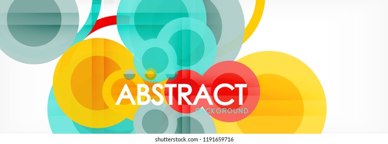 Fondo de diseño de círculos superpuestos. Plantilla de diseño abstracto de moda para presentación de negocios o tecnología o portada de folletos web, fondo de pantalla. Ilustración del vector