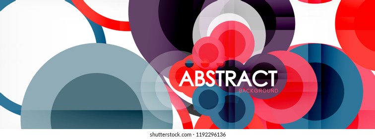 Fondo de diseño de círculos superpuestos. Plantilla de diseño abstracto de moda para presentación de negocios o tecnología o portada de folletos web, fondo de pantalla. Ilustración del vector