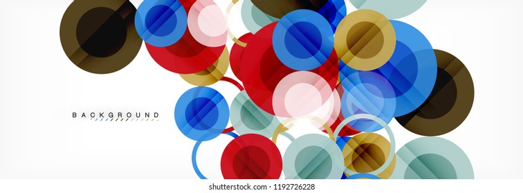 Fondo de diseño de círculos superpuestos. Plantilla de diseño abstracto de moda para presentación de negocios o tecnología o portada de folletos web, fondo de pantalla. Ilustración del vector