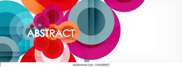 Fondo de diseño de círculos superpuestos. Plantilla de diseño abstracto de moda para presentación de negocios o tecnología o portada de folletos web, fondo de pantalla. Ilustración del vector