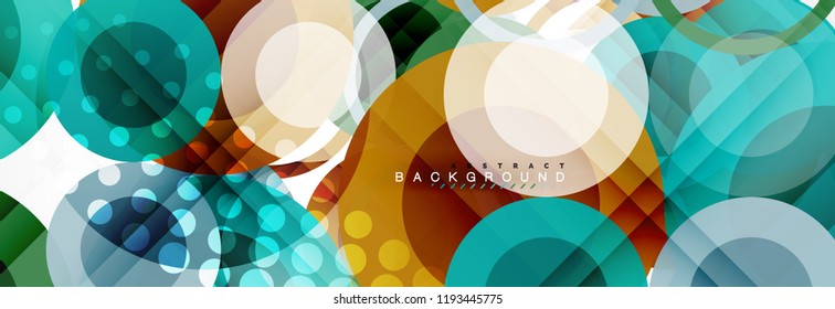 Fondo de diseño de círculos superpuestos. Plantilla de diseño abstracto de moda para presentación de negocios o tecnología o portada de folletos web, fondo de pantalla. Ilustración del vector
