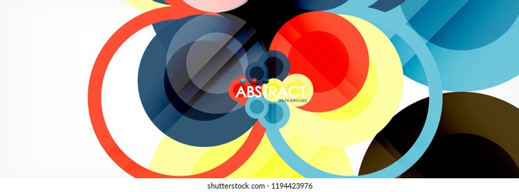 Fondo de diseño de círculos superpuestos. Plantilla de diseño abstracto de moda para presentación de negocios o tecnología o portada de folletos web, fondo de pantalla. Ilustración del vector