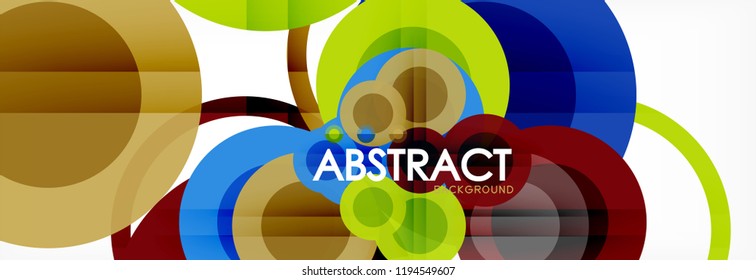 Fondo de diseño de círculos superpuestos. Plantilla de diseño abstracto de moda para presentación de negocios o tecnología o portada de folletos web, fondo de pantalla. Ilustración del vector