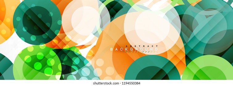 Fondo de diseño de círculos superpuestos. Plantilla de diseño abstracto de moda para presentación de negocios o tecnología o portada de folletos web, fondo de pantalla. Ilustración del vector