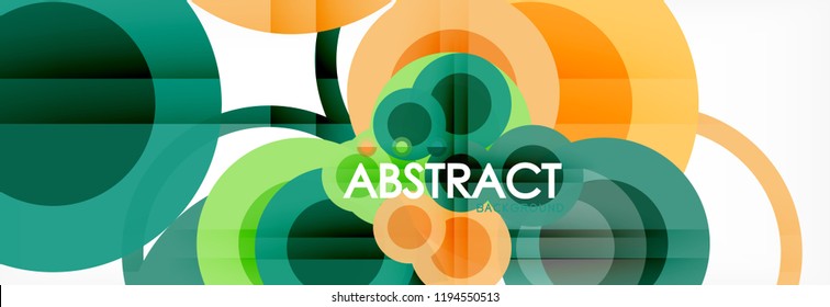 Fondo de diseño de círculos superpuestos. Plantilla de diseño abstracto de moda para presentación de negocios o tecnología o portada de folletos web, fondo de pantalla. Ilustración del vector