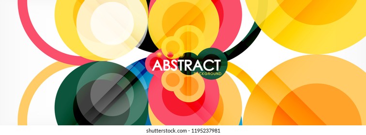 Fondo de diseño de círculos superpuestos. Plantilla de diseño abstracto de moda para presentación de negocios o tecnología o portada de folletos web, fondo de pantalla. Ilustración del vector