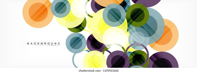 Fondo de diseño de círculos superpuestos. Plantilla de diseño abstracto de moda para presentación de negocios o tecnología o portada de folletos web, fondo de pantalla. Ilustración del vector