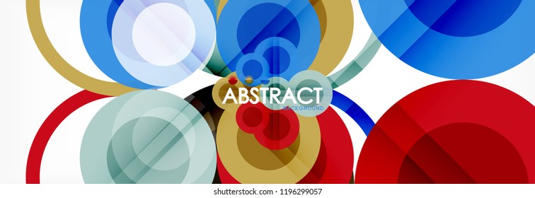 Fondo de diseño de círculos superpuestos. Plantilla de diseño abstracto de moda para presentación de negocios o tecnología o portada de folletos web, fondo de pantalla. Ilustración del vector