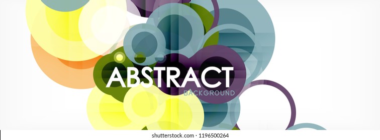 Fondo de diseño de círculos superpuestos. Plantilla de diseño abstracto de moda para presentación de negocios o tecnología o portada de folletos web, fondo de pantalla. Ilustración del vector