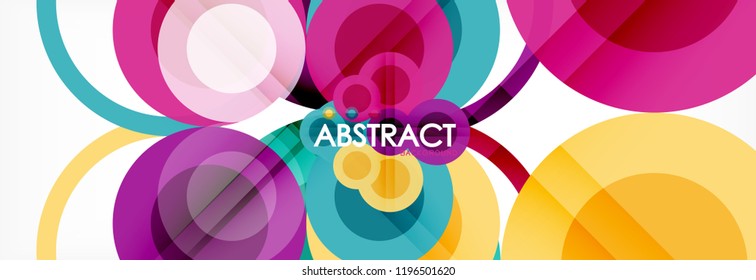 Fondo de diseño de círculos superpuestos. Plantilla de diseño abstracto de moda para presentación de negocios o tecnología o portada de folletos web, fondo de pantalla. Ilustración del vector