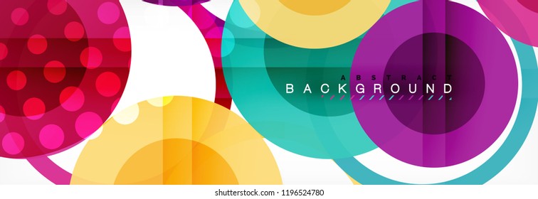 Fondo de diseño de círculos superpuestos. Plantilla de diseño abstracto de moda para presentación de negocios o tecnología o portada de folletos web, fondo de pantalla. Ilustración del vector