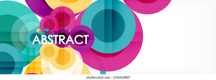 Fondo de diseño de círculos superpuestos. Plantilla de diseño abstracto de moda para presentación de negocios o tecnología o portada de folletos web, fondo de pantalla. Ilustración del vector
