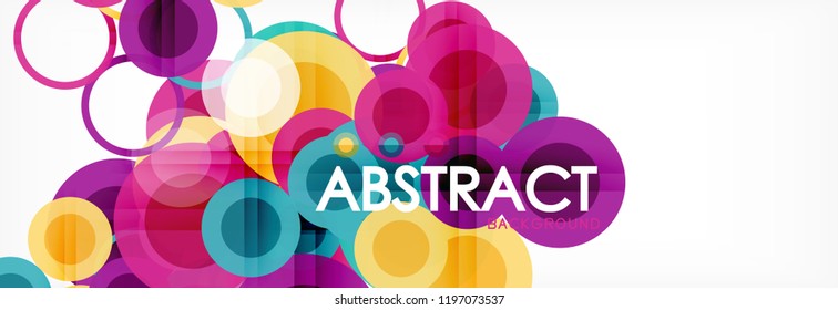 Fondo de diseño de círculos superpuestos. Plantilla de diseño abstracto de moda para presentación de negocios o tecnología o portada de folletos web, fondo de pantalla. Ilustración del vector