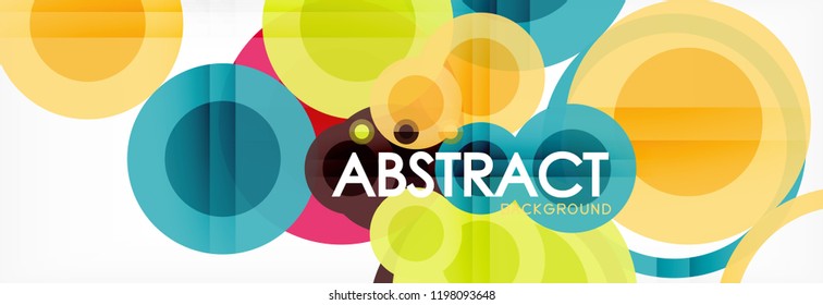Fondo de diseño de círculos superpuestos. Plantilla de diseño abstracto de moda para presentación de negocios o tecnología o portada de folletos web, fondo de pantalla. Ilustración del vector