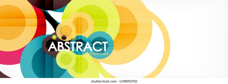 Fondo de diseño de círculos superpuestos. Plantilla de diseño abstracto de moda para presentación de negocios o tecnología o portada de folletos web, fondo de pantalla. Ilustración del vector