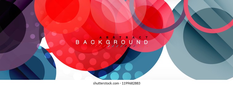 Fondo de diseño de círculos superpuestos. Plantilla de diseño abstracto de moda para presentación de negocios o tecnología o portada de folletos web, fondo de pantalla. Ilustración del vector