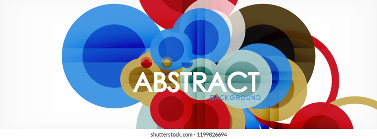 Fondo de diseño de círculos superpuestos. Plantilla de diseño abstracto de moda para presentación de negocios o tecnología o portada de folletos web, fondo de pantalla. Ilustración del vector