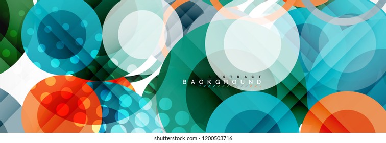 Fondo de diseño de círculos superpuestos. Plantilla de diseño abstracto de moda para presentación de negocios o tecnología o portada de folletos web, fondo de pantalla. Ilustración del vector